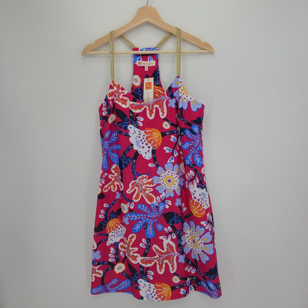 New Jude Connally Bailey Dress Racerback Abstract Seaside Berry Print Medium